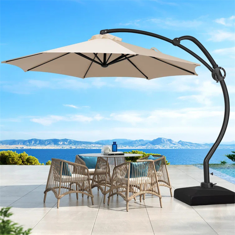 10ft Patio S hugis Hanging Offset Cantilever Umbrella