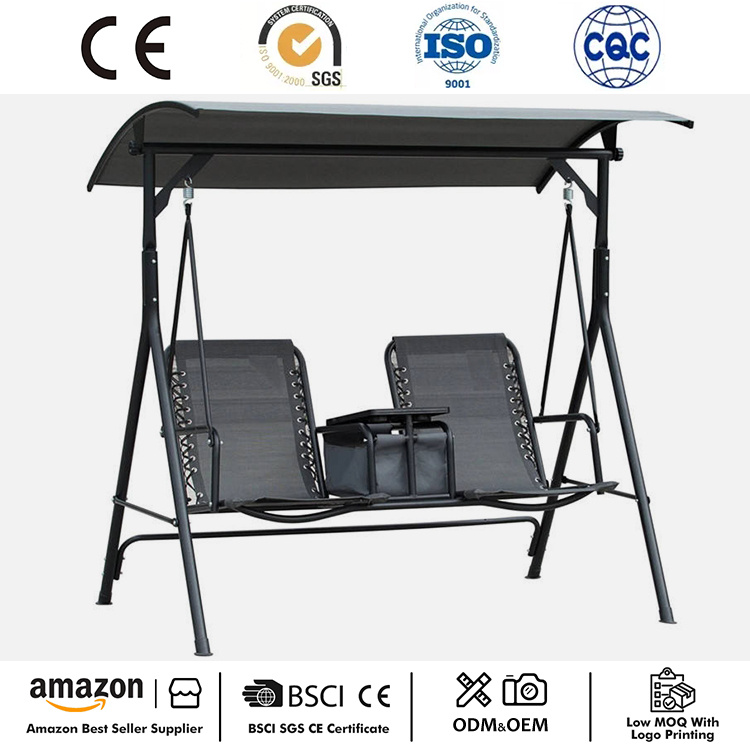 2-Seater Swing Chair na may Pivot Storage Table