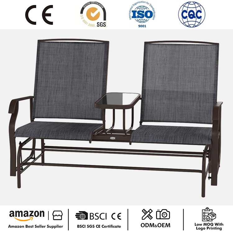 Double-Seat Glider Bench na may Center Table