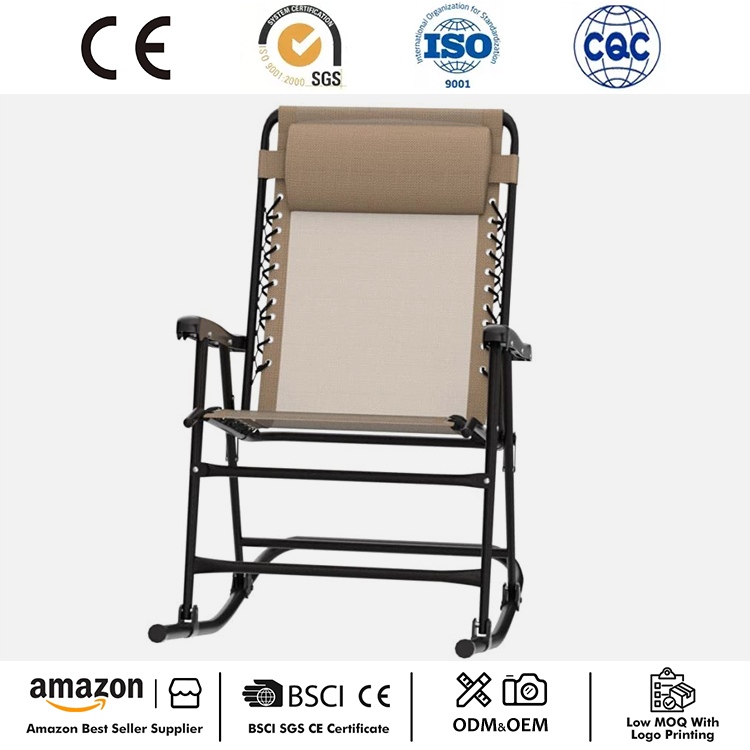 Outdoor Zero Gravity Folding Lounge Rocker na may Pillow